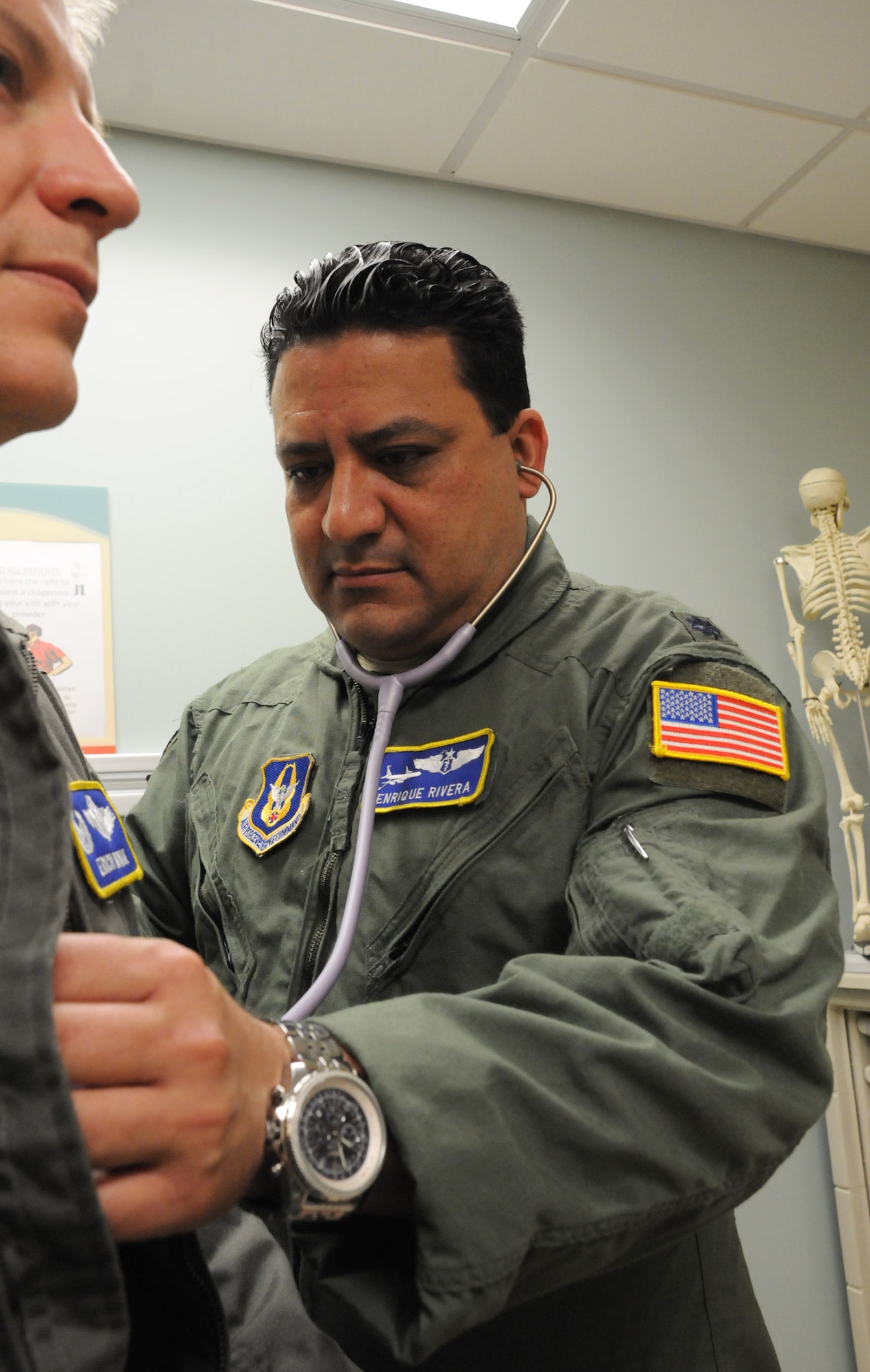 MacDill Air Force Base, Fla. -- There are a few doctors who don't depend on pay or prestige - these doctors choose to give their free time to something greater then themselves.  Lt. Col. Enrique Rivera is one of these elite few, known as flight surgeons.  He has a successful private practice as an interventional cardiologist, a practice that makes him no stranger to savings lives and making a difference.  Because that is what the Air Force is known for, he feels right at home among the ranks of the 927th Aerospace Medicine Squadron. (Official U.S. Air Force photo by Staff Sgt. Shawn Rhodes