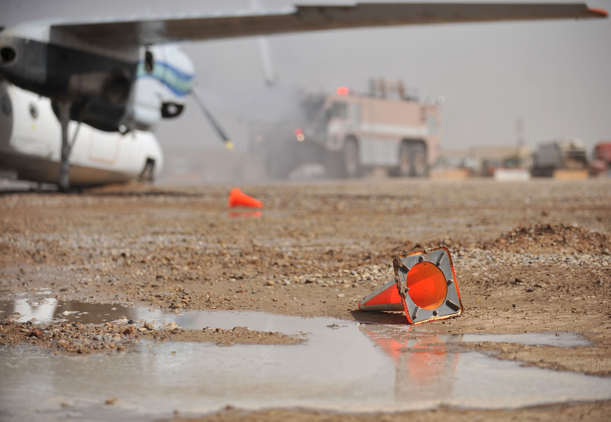 U.S. Air Force firefighters provide fire and emergency services on Ali Air Base, Iraq.