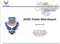 Air Force Reserve Command produces a monthly report showing if wings are in-compliance or not with timely updates and periodic news. In March 2011, wings will be evaluated on how much traffic they drive to their Web sites. (USAF courtesy graphic)