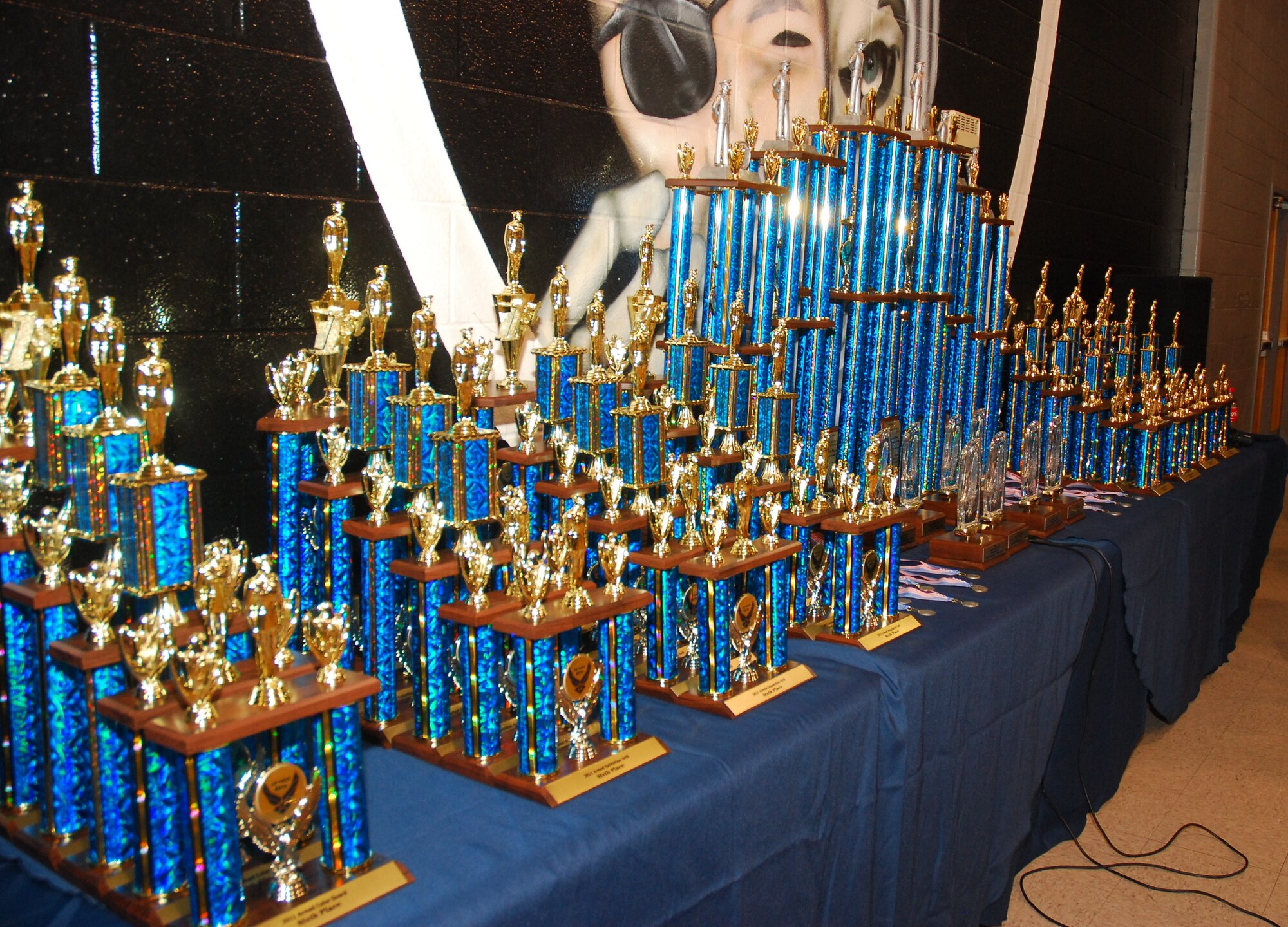 Dozens of members from 15 different High Schools from Georgia and Florida competed in a Junior Reserve Officer Training Corps drill competition at East Paulding High School March 5. The members competed in multiple group and solo competitions testing their ability to listen, comprehend and execute precise military drill movements.  The winners of those competitions were awarded trophies for their hard work and excellent capabilities.   (U.S. Air Force photo/Shaun Shenk)