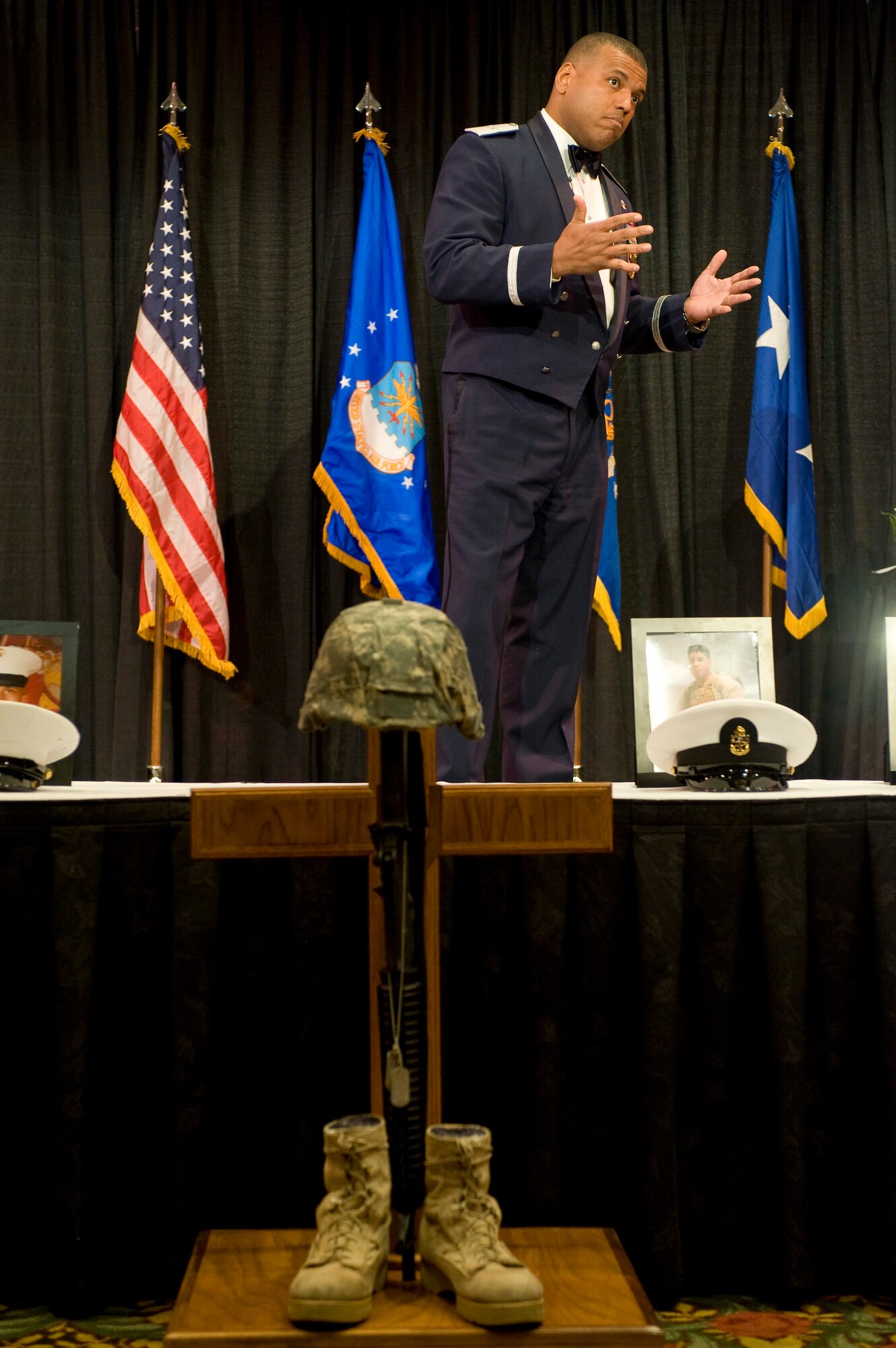 Brig. Gen. Richard M. Clark, U.S. Air Force Academy Commandant of Cadets, speaks to the audience during the Eighth Air Force Outstanding Airman of the Year Banquet March 3 at the El Dorado Casino and Resort in Shreveport, La. The main point during his speech was for Arimen to know the "Why" of their job. The Eighth Air Force announced their Outstanding Airmen of the Year for 2010. (U.S. Air Force photo/Senior Airman Chad Warren)(RELEASED)