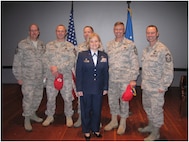 Reservists from the 567th RED HORSE Squadron located here at Seymour Johnson went to the promotion and change of command of a former commander, Col. Kerri Grimes, on March 5, 2011. (USAF photo courtesy of 567RHS)