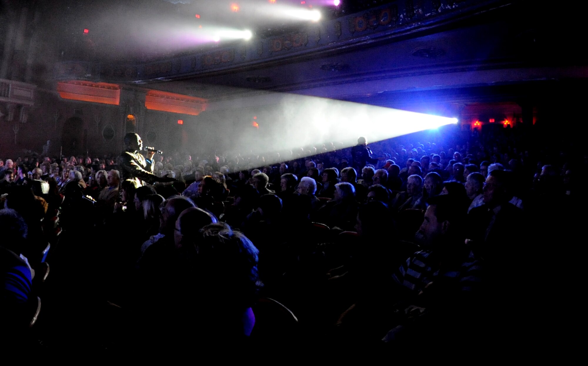 Tops In Blue vocalists perform at the Orpheum Theatre March 4, 2011 in downtown Wichita, Kan. To date, Tops In Blue has traveled over four million miles to military bases throughout the world, performed at six World Fairs, over 100 state fairs and festivals, military balls and special events. Although the mission of Tops In Blue is currently multi-faceted in meeting the needs of the Air Force, it still maintains the original concept of “family entertaining family.”  (U.S. Air Force Photo/Airman 1st Class Katrina M. Brisbin)