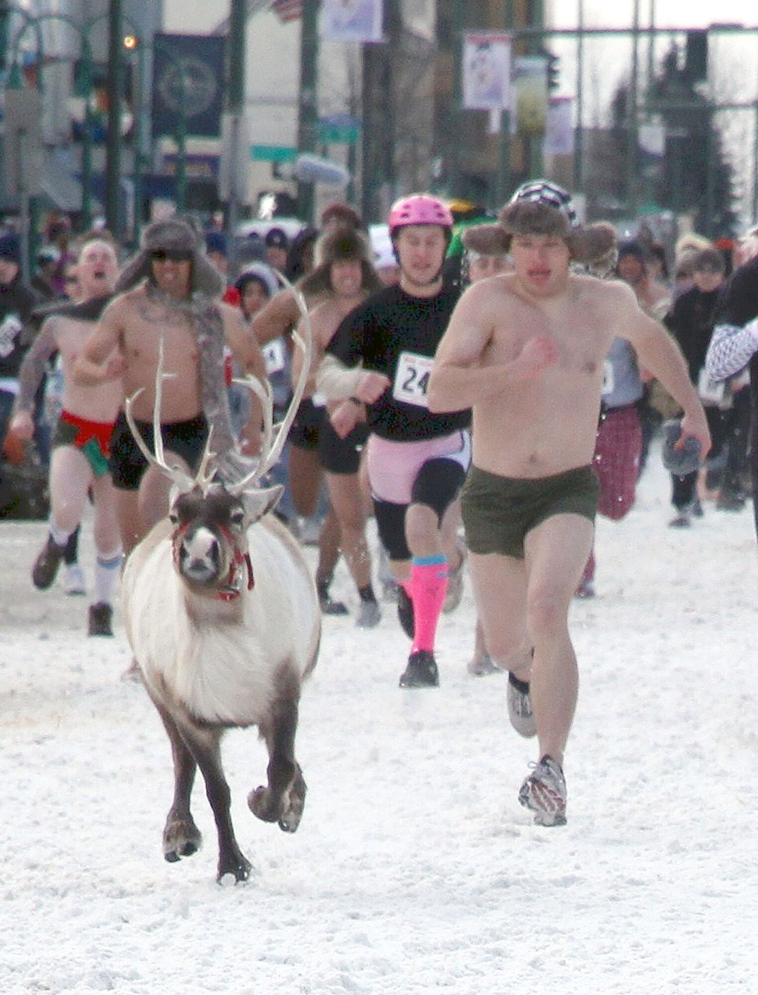 Participants brave the cold during the Running of the Reindeer event March 5. (U.S. Army Staff Sgt. Jason Epperson)