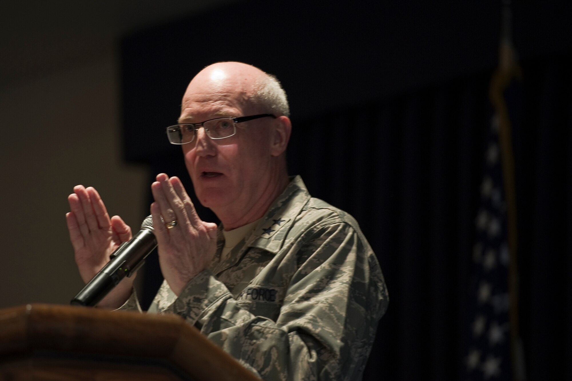 HOLLOMAN AIR FORCE BASE, N.M. -- Chaplain (Maj. Gen.) Cecil Richardson, U.S. Air Force Chief of Chaplains, speaks during Holloman’s National Prayer luncheon March 4, 2011. The luncheon is a yearly event that’s held all over the nation to celebrate the freedom to practice religion. (U.S. Air Force photo by Airman 1st Class Joshua Turner/Released)
