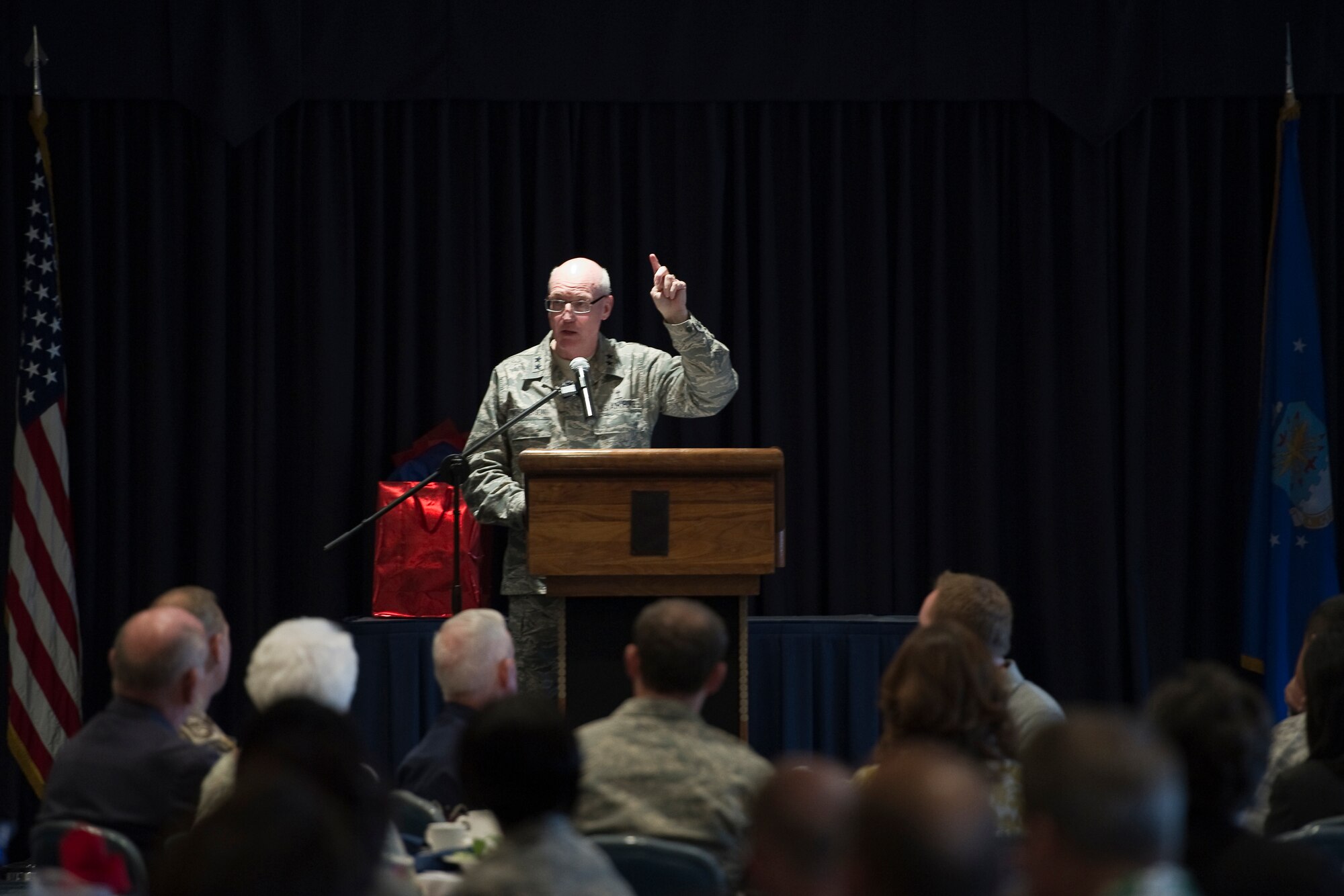HOLLOMAN AIR FORCE BASE, N.M. -- Chaplain (Maj. Gen.) Cecil Richardson, U.S. Air Force Chief of Chaplains, speaks during Holloman’s National Prayer luncheon March 4, 2011. The luncheon is a tradition held every year to celebrate freedom of religion and dates back to 1942. (U.S. Air Force photo by Airman 1st Class Joshua Turner/Released)