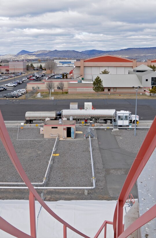 A waiting fuel tanker pumps more than 10,000 gallons of jet fuel. The tankers typically make the journey to Kingsley from Vancouver, Wash., but can come from many other places as well. 