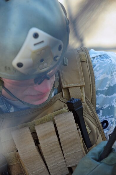 MINOT AIR FORCE BASE, N.D. – Senior Airman Christopher Crean, 791st Missile Security Forces Squadron Tactical Response Force member, repels down Uniform-1, a training facility here, for TRF training here March 4. Everyone part of  the TRF must undergo a series of training designed to push them beyond their physical limits and to evaluate how well they work under a great deal of pressure.  (U.S. Air Force photo/ Senior Airman Jesse Lopez)