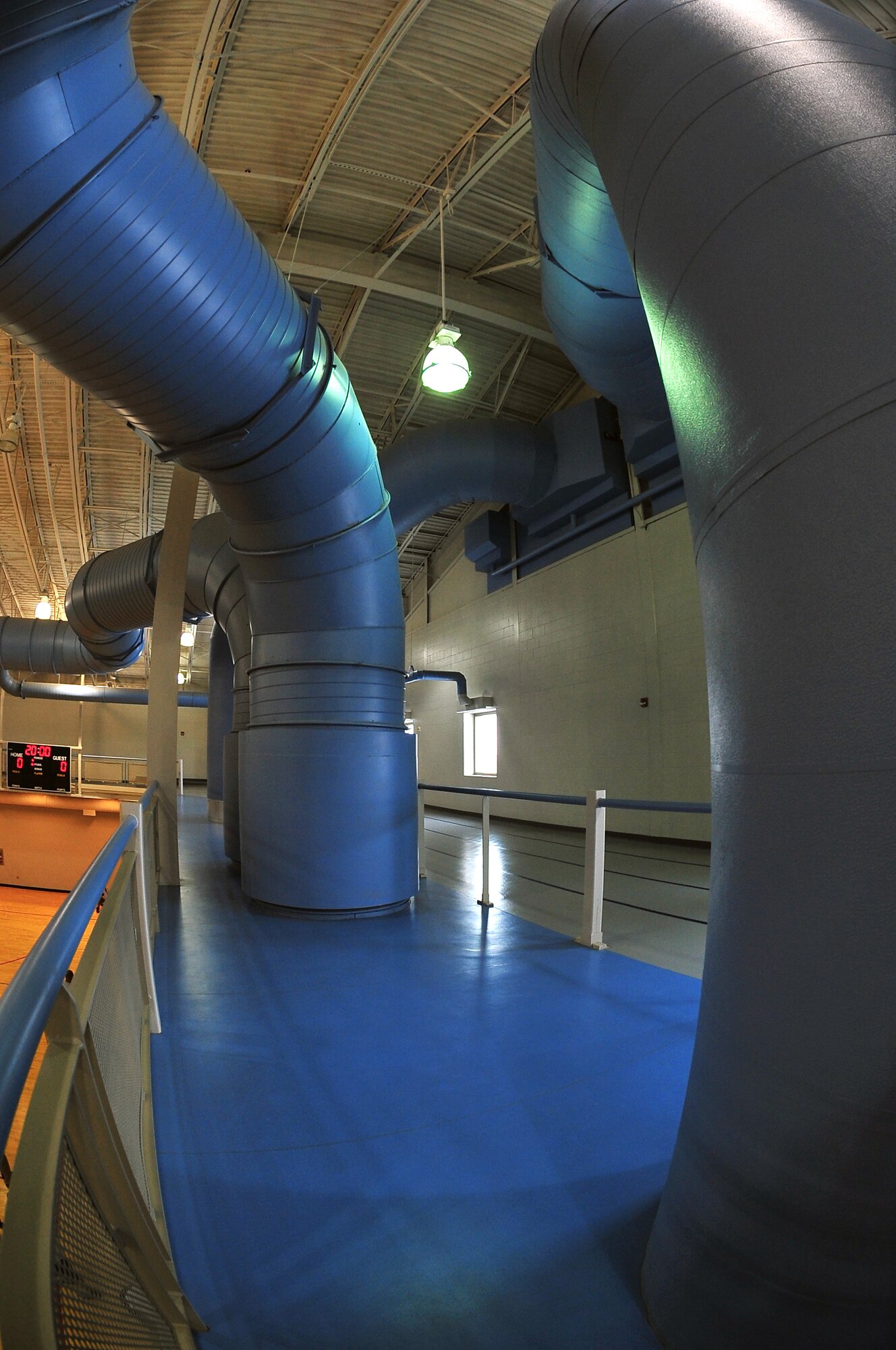 MINOT AIR FORCE BASE, N.D. -- The ventilation system located at the McAdoo Sports and Fitness Center is a pivotal movement toward Minot Air Force Base’s energy conservation initiatives. The movement for energy savings and conservation is part of this year’s Air Force’s energy plan. Operating innovative technologies which focus on energy conservation has been a top priority for Air Force Global Strike Command and leadership throughout the Air Force worldwide. (U.S. Air Force photo/Senior Airman Jesse Lopez)