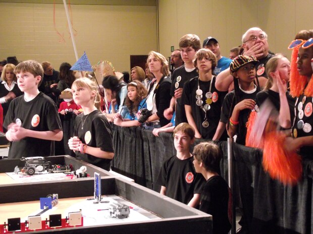 The Nano Hawks from Hanahan Middle School anxiously wait for their score at the For Inspiration and Recognition of Science and Technology - Lego League competition March 5. (courtesy photo)