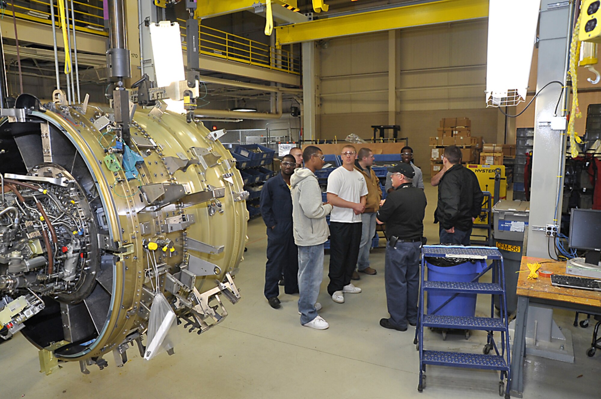 Airmen of the 916th Air Refueling Wing toured the GE Aircraft Engine facility in Research Triangle Park in early March. The tour was sponsored by the Airlift Tanker Association. (Photo courtesy of Mr. Elias Diaz, GE Durham)