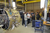 Airmen of the 916th Air Refueling Wing toured the GE Aircraft Engine facility in Research Triangle Park in early March. The tour was sponsored by the Airlift Tanker Association. (Photo courtesy of Mr. Elias Diaz, GE Durham)