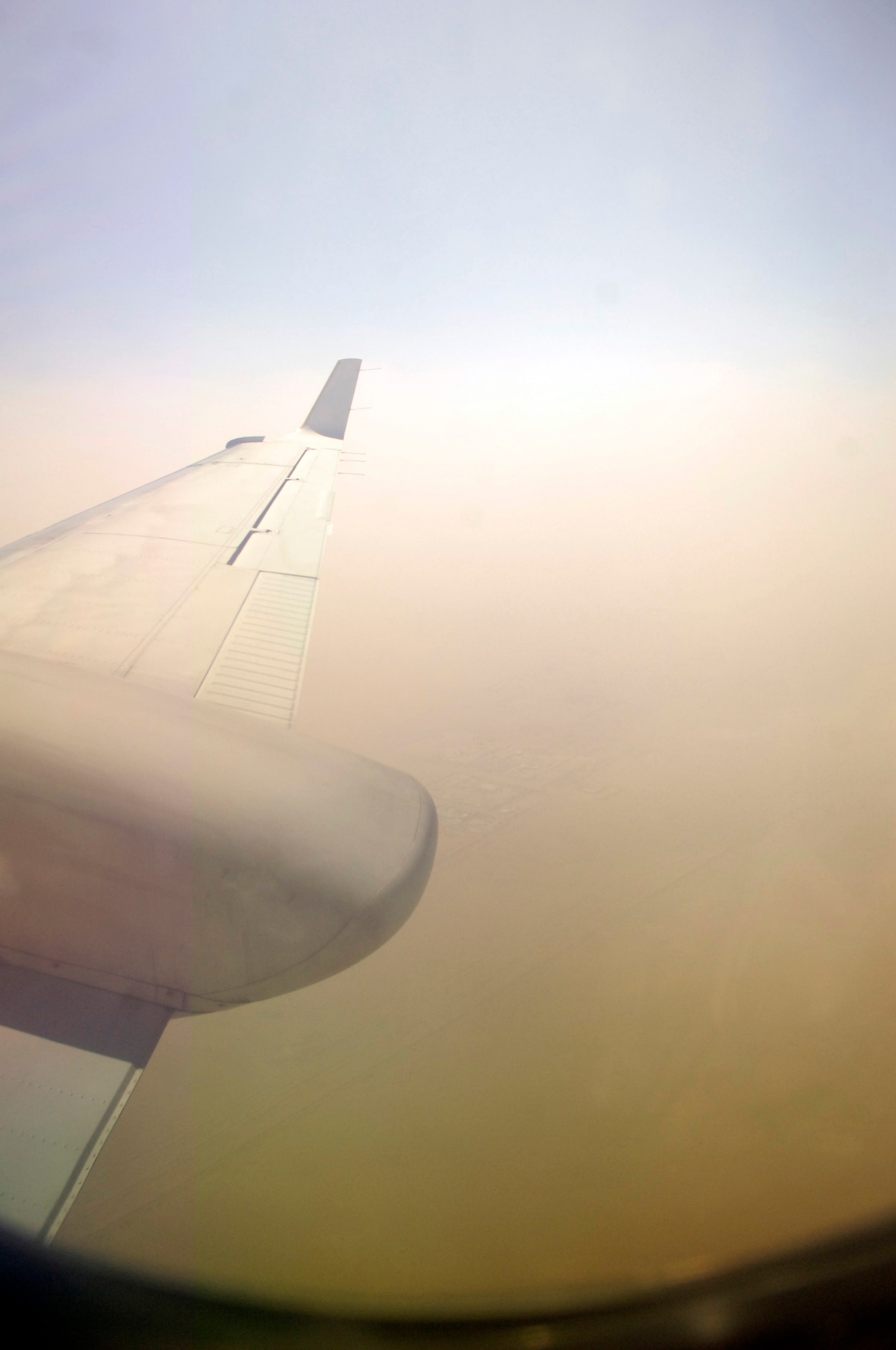BAGHDAD - Visibility goes from bad to worse during a flight aboard an Iraqi King Air 350 March 3.  This flight, with an American instructor pilot and an Iraqi student, was diverted from Baghdad International Airport to Al Asad Air Base, Iraq, due to one of the unpredictable sand storms that wreak havoc on air traffic in the region. (U.S. Air Force photo by Tech. Sgt. Randy Redman)
