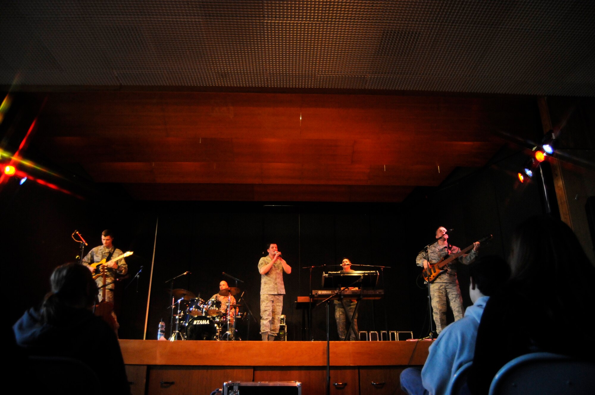 ANSBACH, Germany – The U.S. Air Forces in Europe Band Touch ‘n Go performs for a gymnasium packed with Ansbach Middle and High School students and teachers on U.S. Army Garrison Ansbach, Germany, March 9. Touch ‘n Go performed before a packed gymnasium of students and teachers at the school as part of a Music in Our Schools tour throughout Bavaria. (U.S. Air Force photo/Staff Sgt. Kali L. Gradishar)