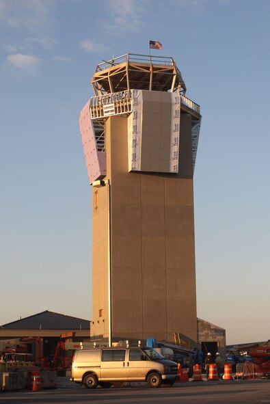 Construction on the new Dobbins Air Traffic Control Tower continues to make progress and take shape. (U.S. Air Force Photo/Don Peek)