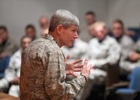 Air Force Chief of Staff Gen. Norton Schwartz talks with Airmen from the 342nd Training Squadron during a visit to the Battlefield Airmen Campus at Lackland Air Force Base, Texas, on March 9. Battlefield Airmen provide unique air and space power expertise in a land combat environment, often far into hostile territory. The group is essential to the Air Force mission, providing a key link between the air and ground. (U.S. Air Force photo/Robbin Cresswell)