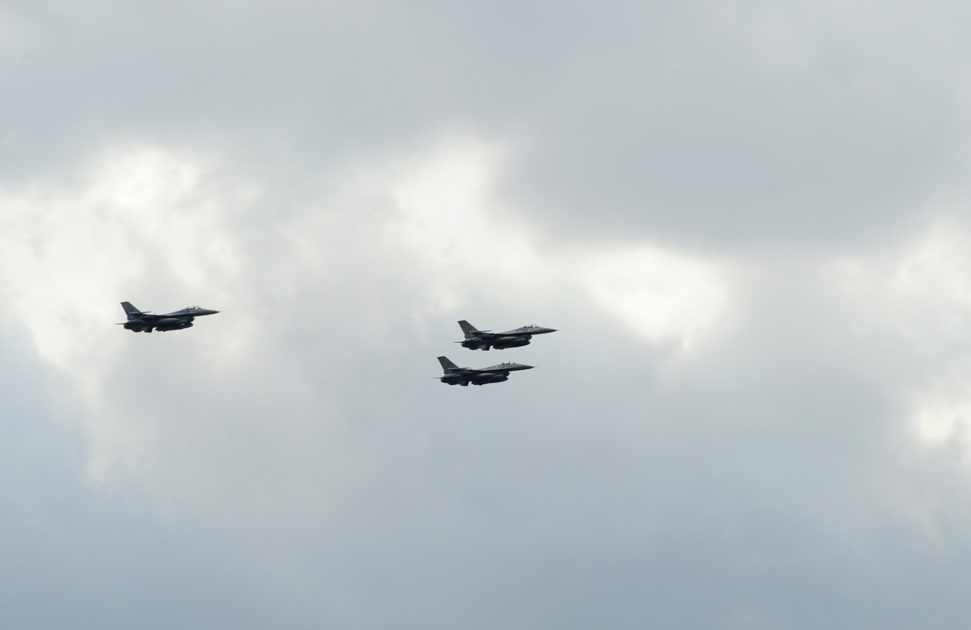 Airmen from the 52nd Fighter Wing, Spangdahlem Air Base, perform a flyby during a memorial ceremony for Airman 1st Class Zachary Cuddeback, 86th Vehicle Readiness Squadron, Ramstein Air Base, Germany, March 10, 2011. Airman Cuddeback was killed in action at Frankfurt International Airport March 2, 2011. (U.S. Air Force photo by Senior Airman Brittany Perry)