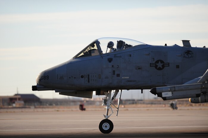 NELLIS AIR FORCE BASE, Nev., --  A-10 Thunderbolt II aircraft from the 107th Fighter Squadron, Selfridge  Air National Guard Base Mich., comes in for a landing at Nellis Air Force Base, Nev., after completing a training mission during Red Flag 11-3 March 10. Red Flag is a realistic combat training exercise involving the air forces of the United States and its allies. The exercise takes place north of Las Vegas on the Nevada Test and Training Range--the U.S. Air Force's premier military training area with more than 12,000 square miles of airspace and 2.9 million acres of land.   (U.S. Air Force Photo by Staff Sgt. William P. Coleman)
