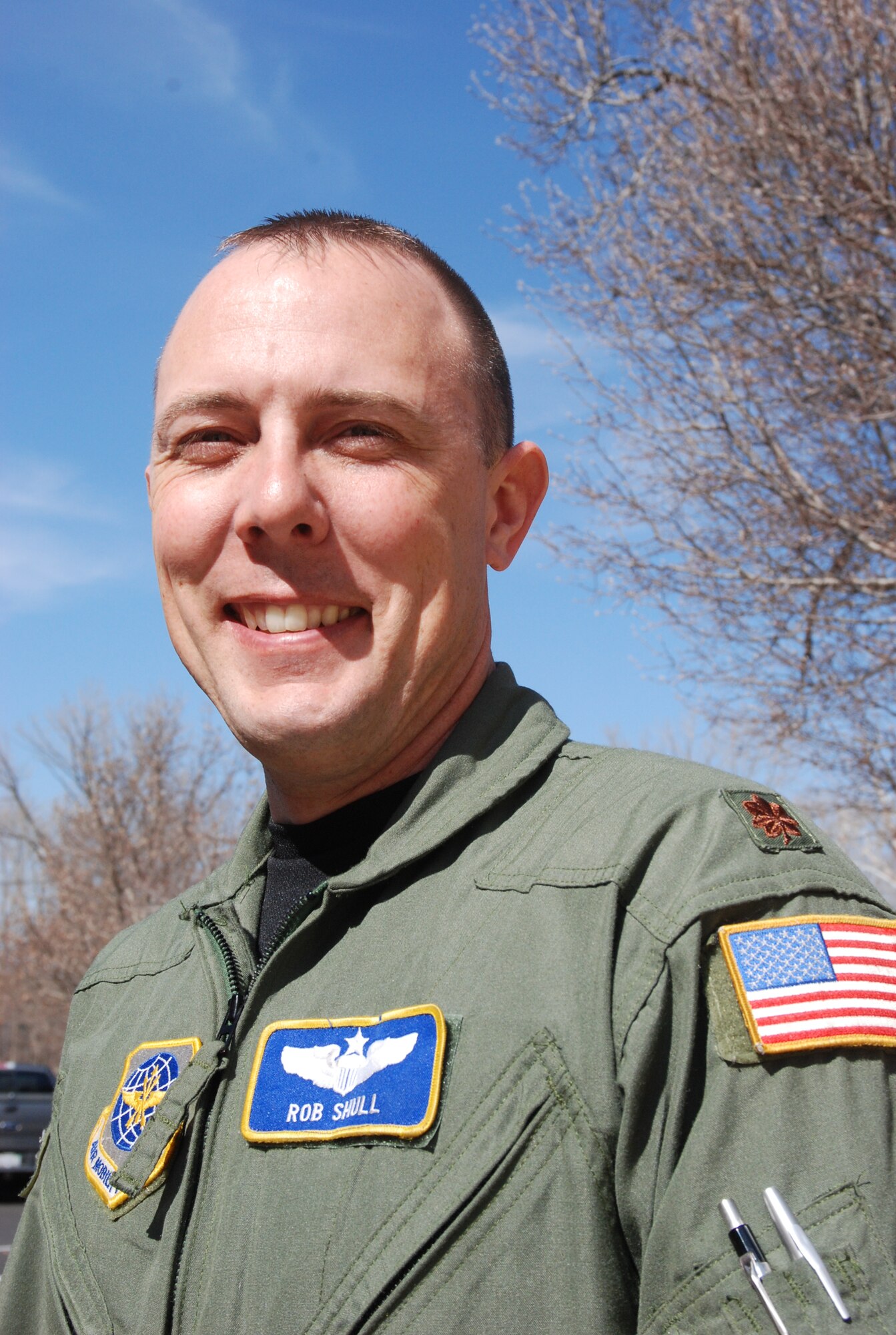 Maj. Rob Shull is the new executive officer for the (Air Force Reserve) 932nd Airlift Wing staff. Major Shull is an active duty C-40 pilot with the 54th Airlift Squadron at Scott Air Force Base, Il.  Col. William Edwards, 932nd AW commander said, "This marks another Total Force Integration (TFI) milestone between the 932nd AW and the 375th Air Mobility Wing."  The major will be fully integrated into our wing staff operations, and he'll provide key support as well as assume full responsibility for UTA (unit training assembly) executive duties, Colonel Edwards said.  (U.S. Air Force photo/Maj. Stan Paregien)