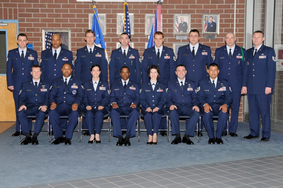 McGHEE TYSON AIR NATIONAL GUARD BASE, Tenn. - NCO Academy Class 11-3, M-Flight, gathers at The I.G. Brown Air National Guard Training and Education Center here, Feb. 28, 2011.  (U.S. Air Force photo by Master Sgt. Kurt Skoglund/Released)