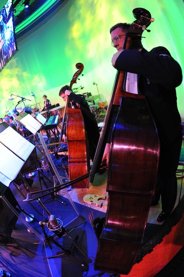 Chief Master Sgt. William Hones, double bass player with The U.S. Air Force Band’s strings ensemble, performs March 6 at the Daughters of the American Revolution Constitution Hall, Washington, D.C. Musicians from The USAF Band's Max Impact, Airmen of Note, The Singing Sergeants and The Air Force Strings ensembles contribute to the 2011 Guest Artist Series. (U.S. Air Force photo by Senior Airman Christopher Ruano)