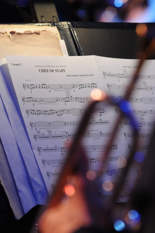The “Chief of Staff” composition was premiered March 6 at The U.S. Air Force Band’s 2011 Guest Artist Series at the Daughters of the American Revolution Constitution Hall, Washington, D.C., in honor of Chief Master Sgt. James A. Roy, Chief Master Sergeant of the Air Force. In honoring the tradition of composing a song for each Chief Master Sergeant of the AF who takes command, the band premiered the “Chief of Staff.” (U.S. Air Force photo by Senior Airman Christopher Ruano)
