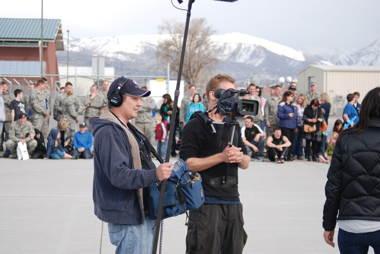 A television film crew from NBC's Biggest Loser document a tanker-pull competion during Winter Wingman Day 2011 at the Utah Air National Guard base on March 12. The crew shot several segments from the Winter Wingman Day events to use during an upsoming episode of the Biggest Loser, which is scheduled to air on April 5. (U.S. Air Force photo by Senior Master Sgt. Sterling Poulson)(RELEASED)