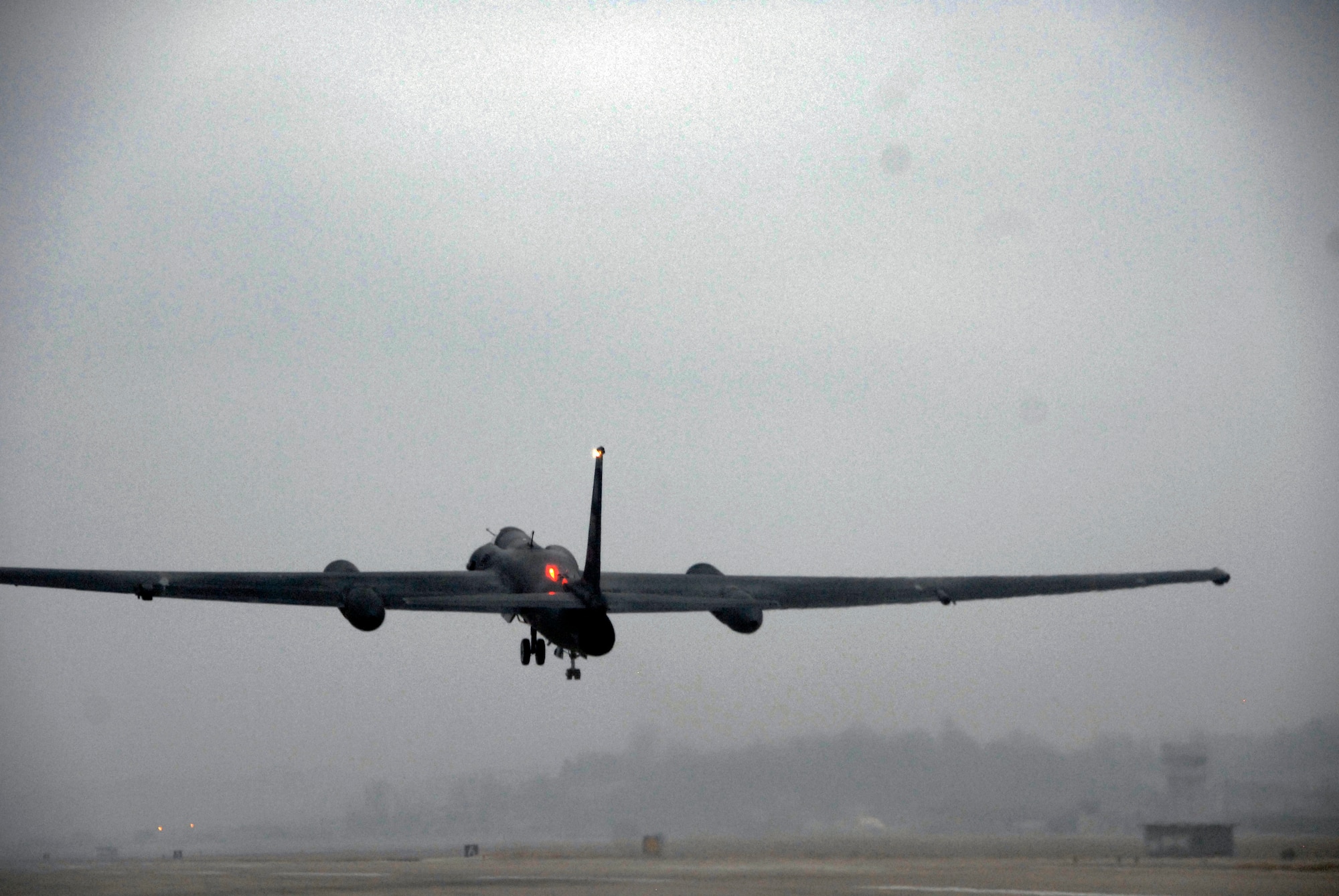 A U-2 "Dragonlady" departs on a mission from Osan Air Base, Republic of Korea, March 13. The U-2 flew a humanitarian mission to capture imagery of the earthquake- and tsunami-affected areas of Japan. (U.S. Air Force photo by Senior Master Sgt. Paul Holcomb)