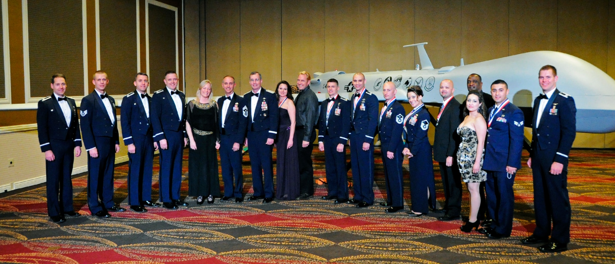 Award nominees pose for a picture with their spouses and co-workers at the 12th Air Force (Air Forces Southern) Outstanding Performer of the Year Banquet in Las Vegas Feb. 23.