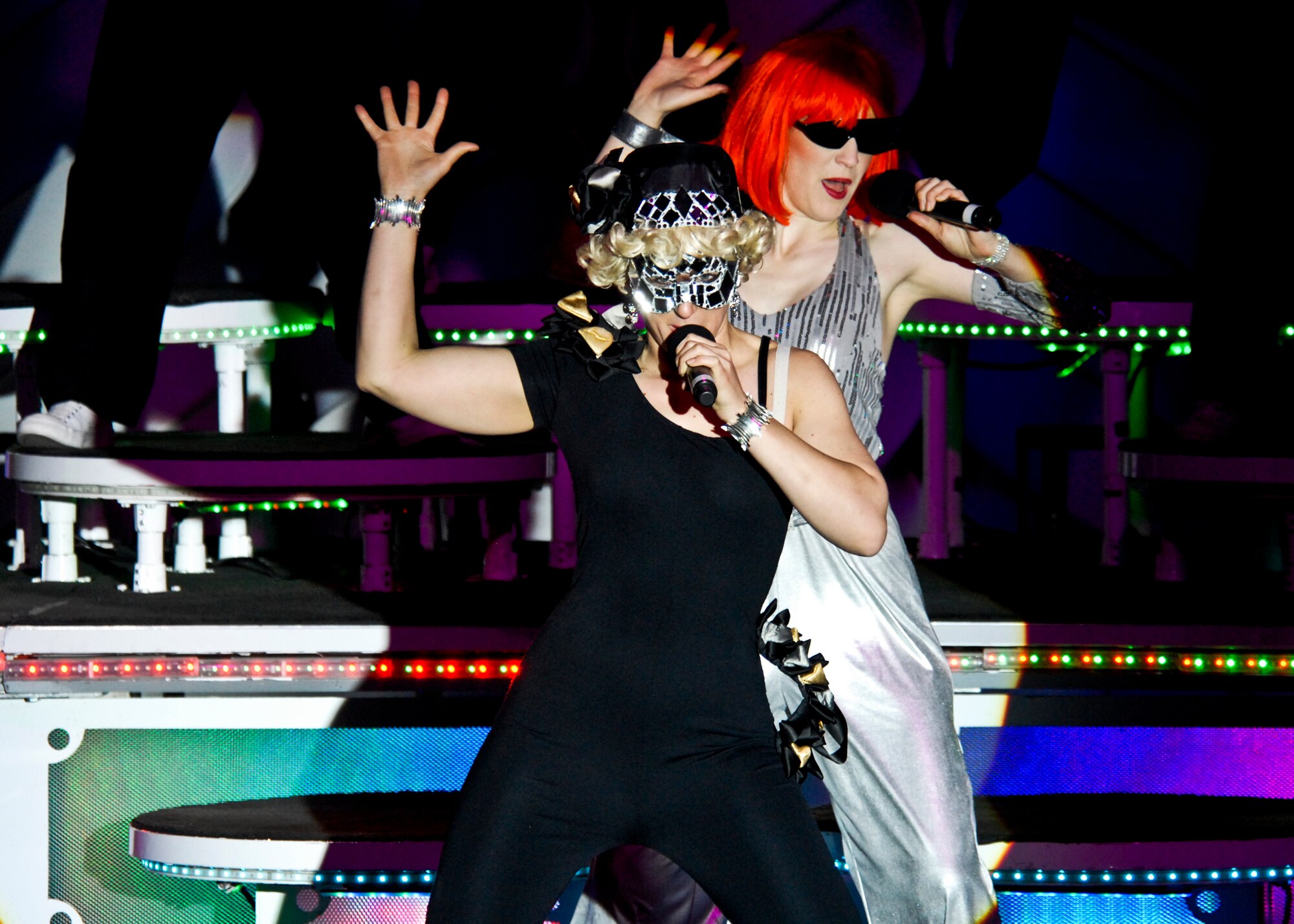 Lady Gaga performers sing popular songs at the Tops in Blue concert March 12 at the Northwest Florida State College. Several hundred people attended the concert. The famous Air Force special unit, made up of 35-40 active duty performers makes Tops in Blue one of the oldest and most widely traveled entertainment groups of its kind. Their current tour entitled “We Believe” is traveling throughout the United States and to more than 25 countries over a 10-month period. (U.S. Air Force photo/Sachel Seabrook)