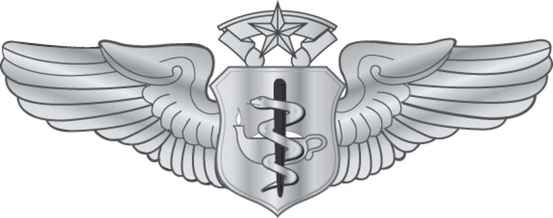 Flight Nurse Badge-Master (Gradient).  U.S. Air Force graphic by Corey Parrish of the Defense Media Activity-San Antonio. Image is 8x3 inches @ 72 ppi.
