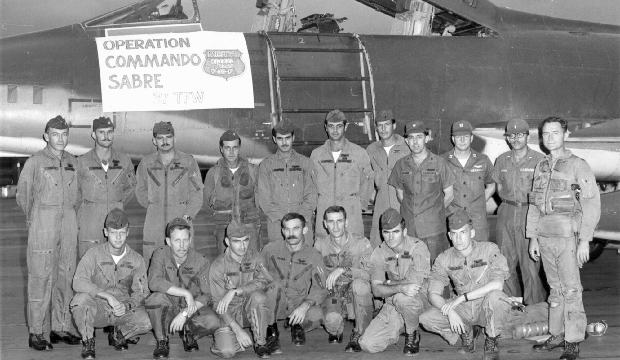 Misty FACs in 1969. Standing second from the left is Maj. Tony McPeak, who became the USAF Chief of Staff from 1990-1994. Standing third from the left is Capt. Ron Fogleman, who became USAF Chief of Staff from 1994-1997. Kneeling second from the right is 1st Lt. Charles Lacy Veach, who became an astronaut and logged more than 400 hours in space. (U.S. Air Force photo)