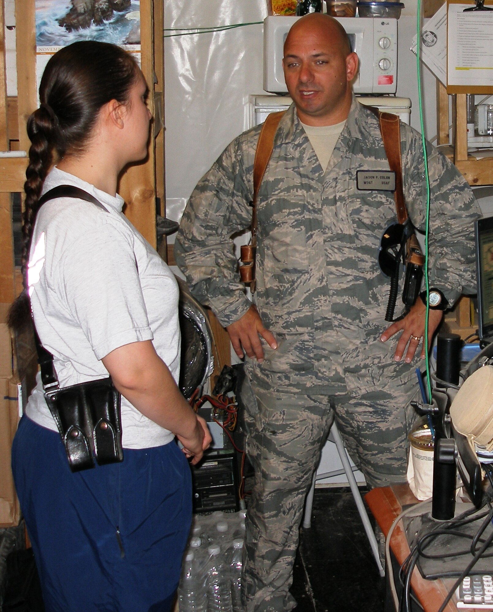 Senior Master Sgt. Jason Colón, deployed from the Headquarters Air Combat Command A3W Weather Squadron to serve as the squadron superintendent for the 22d Expeditionary Weather Squadron 368th Expeditionary Air Support Operations Group in Iraq. Sergeant Colón leads battlefield weather personnel to secure the safety of flight for U.S. Army flight platforms throughout the country. (Courtesy photo)