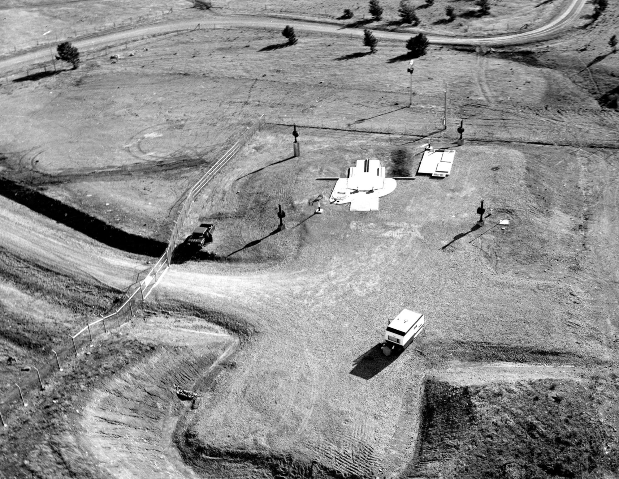 Widely dispersed missile silos were nearly featureless in the open landscape, and most equipment was deep underground. This silo is near Malmstrom Air Force Base, Great Falls, Mont. (U.S. Air Force photo)