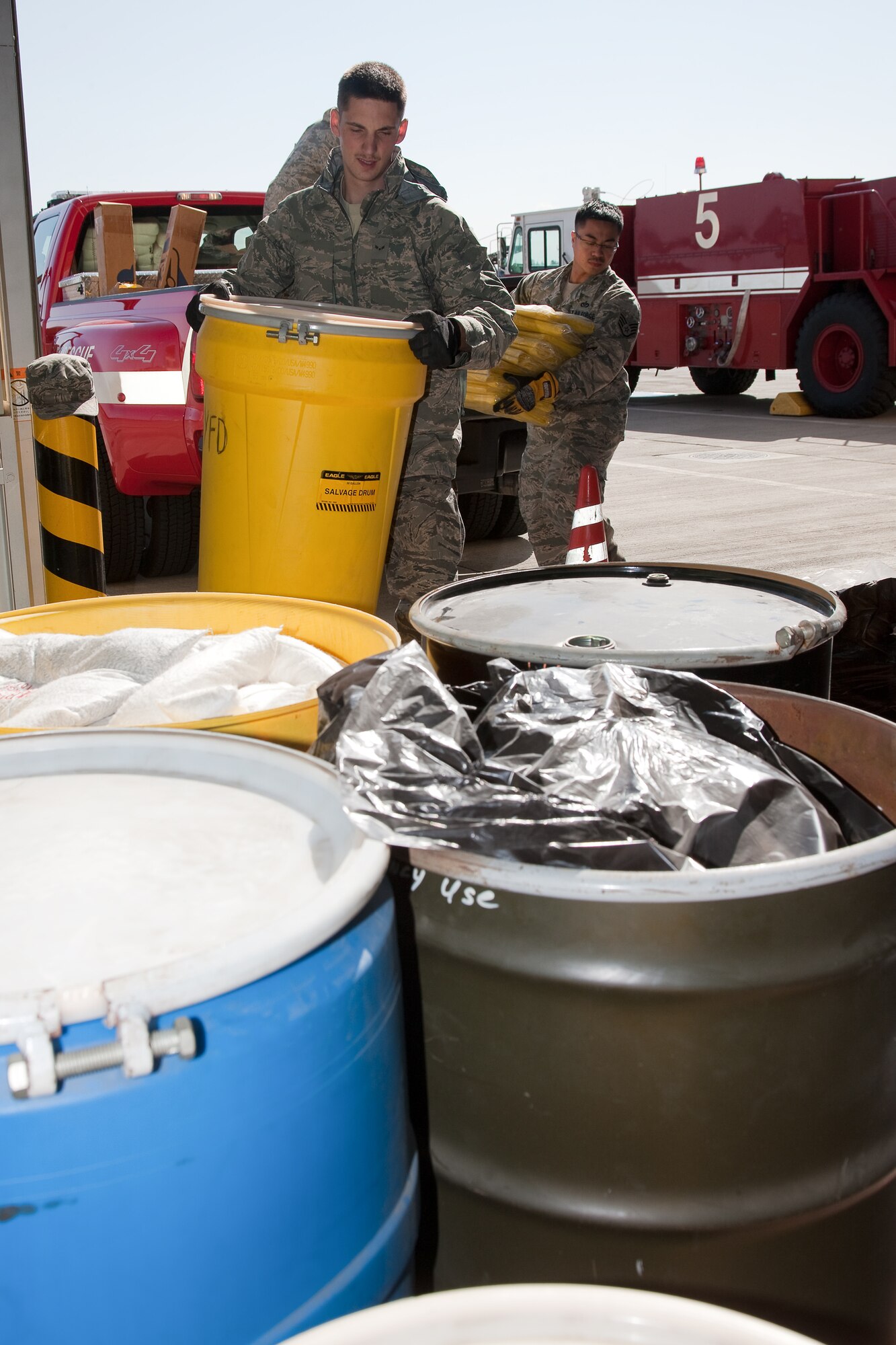 YOKOTA AIR BASE, Japan -- Members from the 374th Civil Engineer Squadron fire department, prepare materials to assist with relief operations for Operation Tomodachi March 17. (U.S. Air Force photo/Osakabe Yasuo)