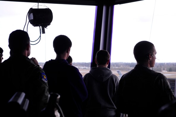 Students of Emerald Ridge High School tour the McChord Field air traffic tower March 11, 2011, at Joint Base Lewis-McChord, Wash. They also visited a static display, observed an aircraft maintenance inspection and experienced C-17 Globemaster III training in the simulator. (U.S. Air Force Photo/Adamarie Lewis-Page)