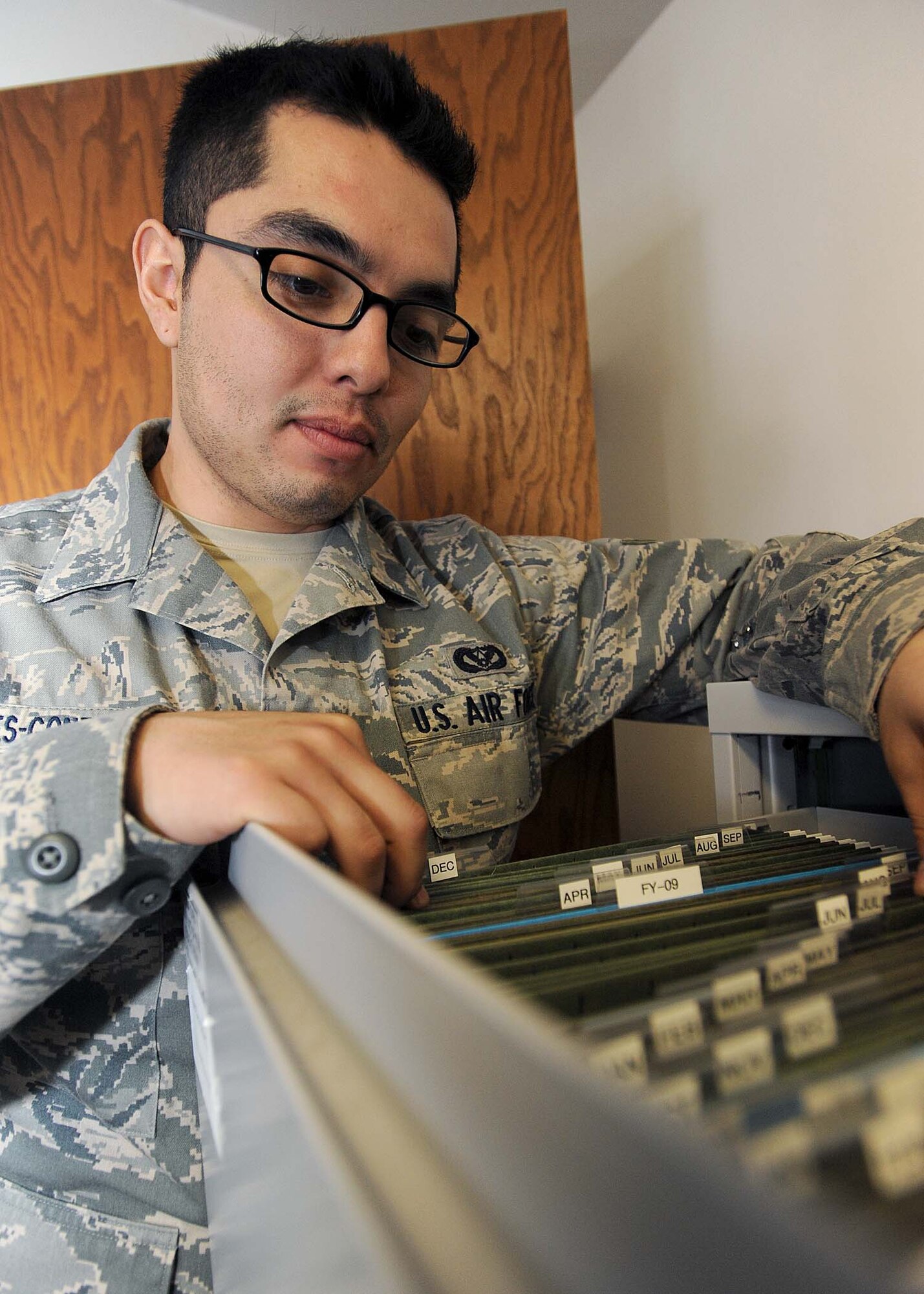 Airman 1st Class Marco Cervantes-Gonzalez, 319th Civil Engineering Squadron Operations Management Apprentice, is the Warrior of the Week for March 17 through 24. Warrior of the Week recognizes everyday Airmen performing their every day jobs. (U.S. Air Force photo by Airman 1st Class Amber Bennett)