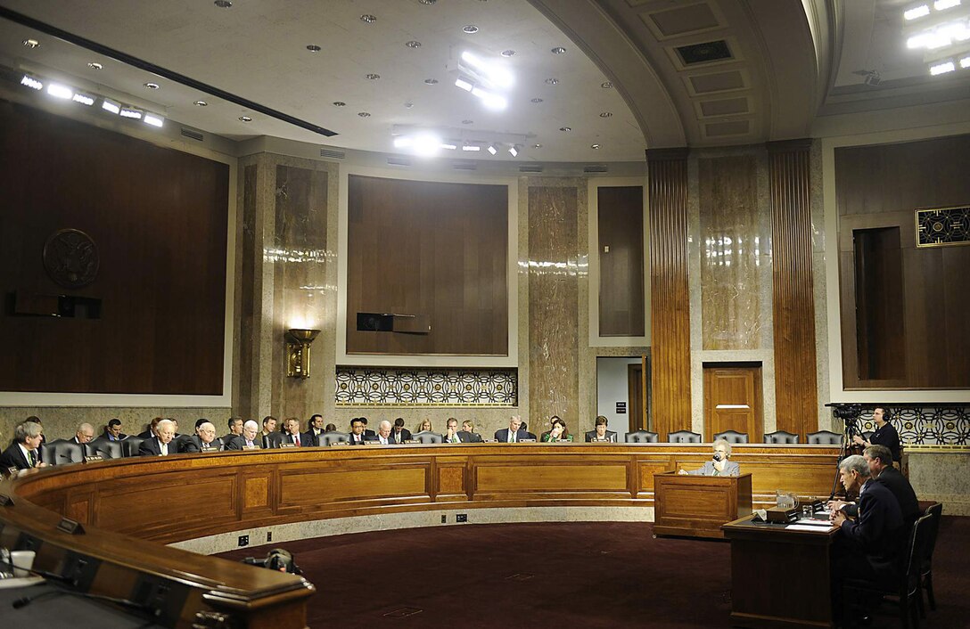 The Senate Armed Services Committee hears testimony from Secretary of the Air Force Michael Donley and Air Force Chief of Staff Gen. Norton Schwartz on March 17, 2011, in Washington, D.C.  The service leaders provided details on the Air Force's fiscal 2012 national defense authorization budget request.  (U.S. Air Force photo/Scott M. Ash)