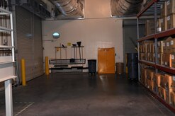 This after image where cleaning supplies are kept in the warehouse of the Charles C. Carson Center for Mortuary Affairs shows the results of Six Sigma project March 7-11, 2011. (U.S. Air Force photo/Christin Michaud)