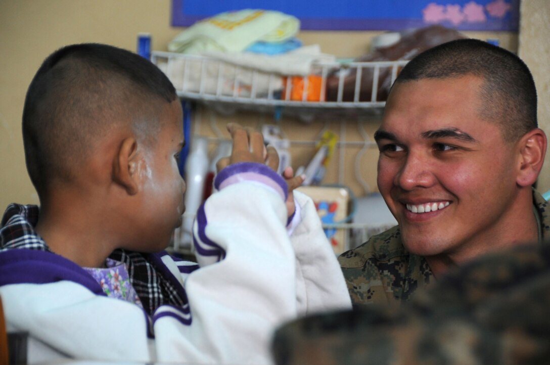U.S. Sailors and Marines visit the Korat Branch of the School for the Blind Education Service Center in Korat, Thailand during Cope Tiger 2011,  an annual, multilateral, joint field training exercise currently being conducted at Korat and Udon Thani Royal Thai Air Bases March 14 through 25. Participants of Cope Tiger include the U.S. Air Force, the U.S. Marine Corps, the Royal Thai Air Force, Royal Thai Army, and the Republic of Singapore Air Force.