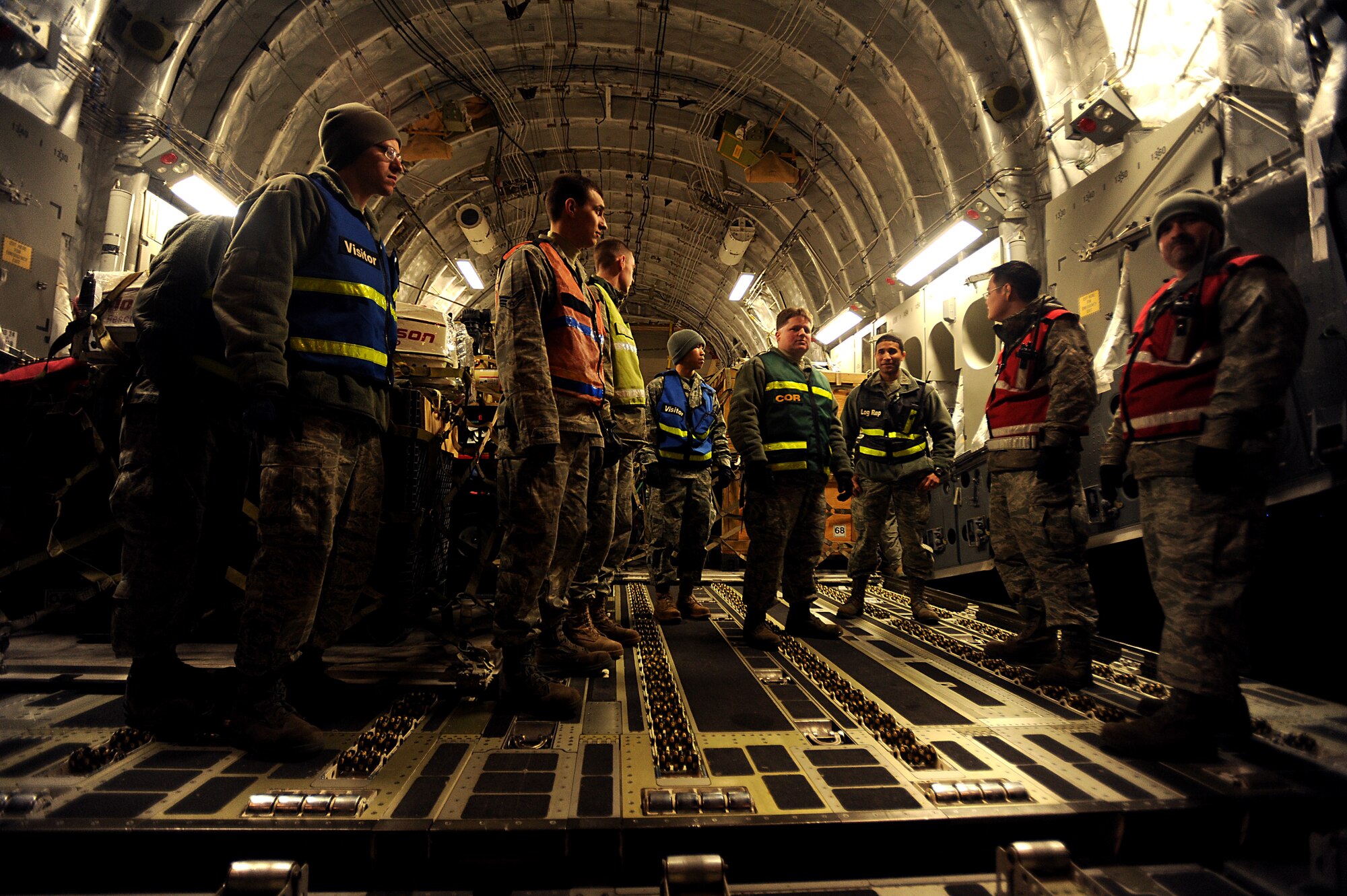 U.S. Air Force Aerial Porters from Misawa Air Base, Japan prepare to off load earthquake relief supplies from a C-17 III Globemaster on March 13, 2011 during  Operation Tomodachi. (U.S. Air Force photo by Master Sgt. Jeremy Lock) (Released)
