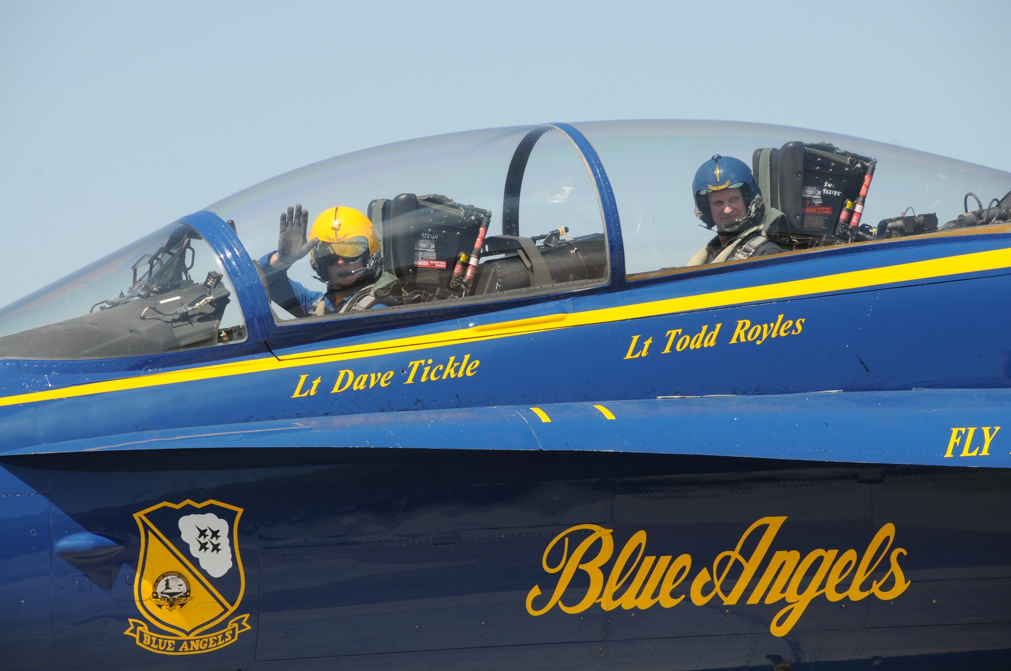 March 16, the Navy Blue Angels flight demonstration squadron provided incentive rides for education leaders and media representatives in advance of Keesler's Angels Over the Bay Open House and Air Show, scheduled for March 19 and 20.  Last year, the Blue Angels performed 68 air shows at 35 U.S. sites in their F/A-18 Hornets for more than 8 million spectators.  Since its inception in 1946, the Blue Angels have performed for more than 463 million fans.  (U.S. Air Force photos by Kemberly Groue)