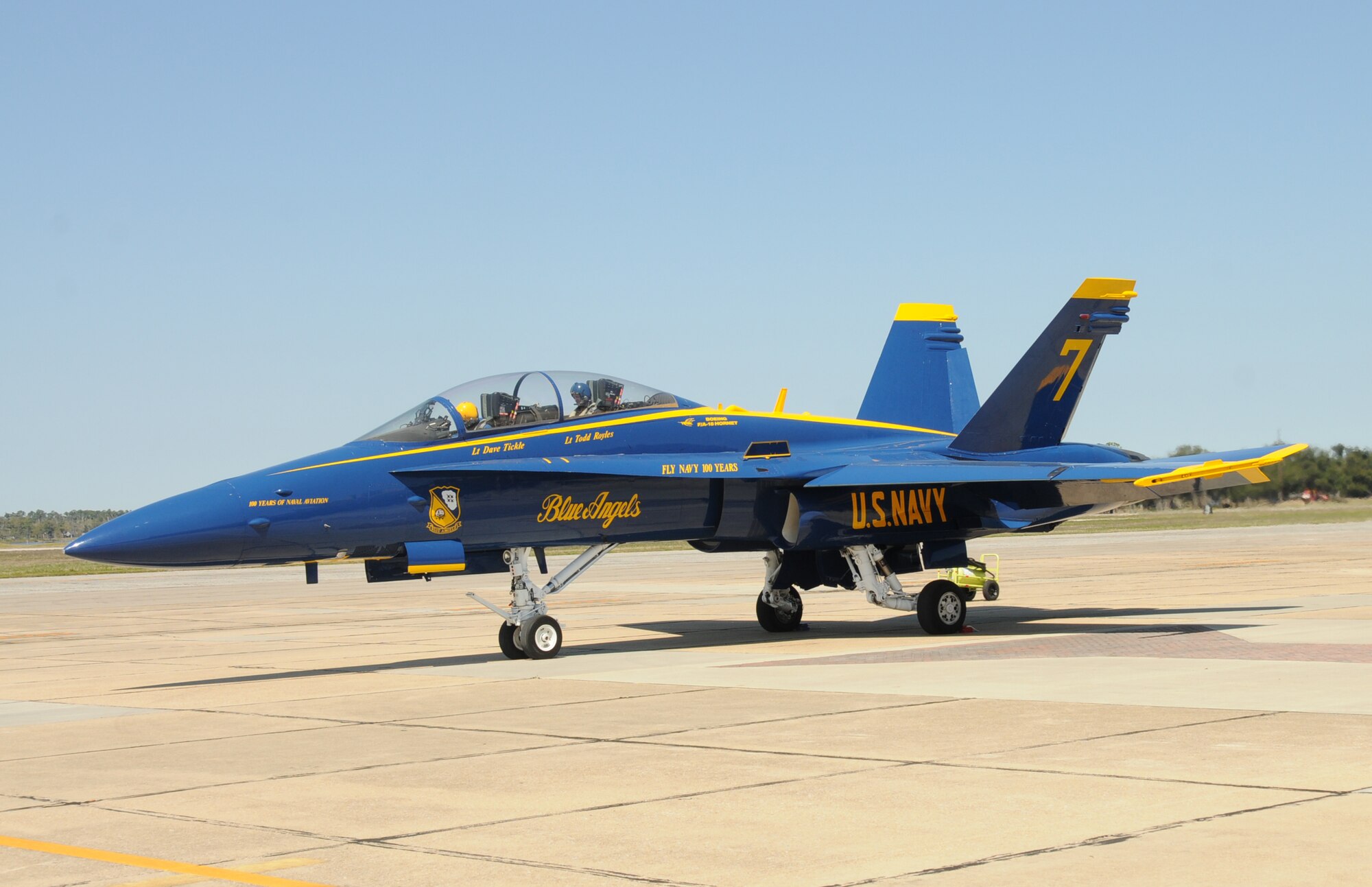 March 16, the Navy Blue Angels flight demonstration squadron provided incentive rides for education leaders and media representatives in advance of Keesler's Angels Over the Bay Open House and Air Show, scheduled for March 19 and 20.  Last year, the Blue Angels performed 68 air shows at 35 U.S. sites in their F/A-18 Hornets for more than 8 million spectators.  Since its inception in 1946, the Blue Angels have performed for more than 463 million fans.  (U.S. Air Force photos by Kemberly Groue)