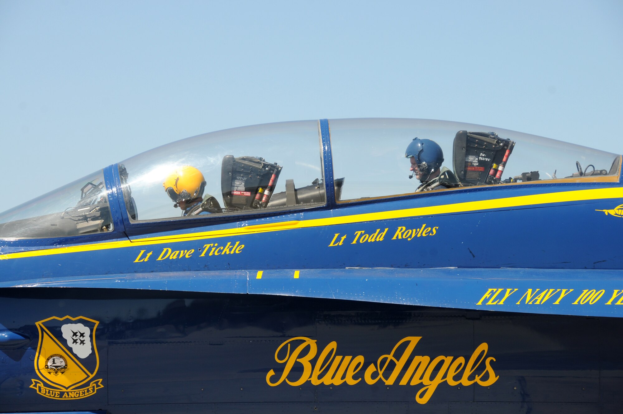 March 16, the Navy Blue Angels flight demonstration squadron provided incentive rides for education leaders and media representatives in advance of Keesler's Angels Over the Bay Open House and Air Show, scheduled for March 19 and 20.  Last year, the Blue Angels performed 68 air shows at 35 U.S. sites in their F/A-18 Hornets for more than 8 million spectators.  Since its inception in 1946, the Blue Angels have performed for more than 463 million fans.  (U.S. Air Force photos by Kemberly Groue)