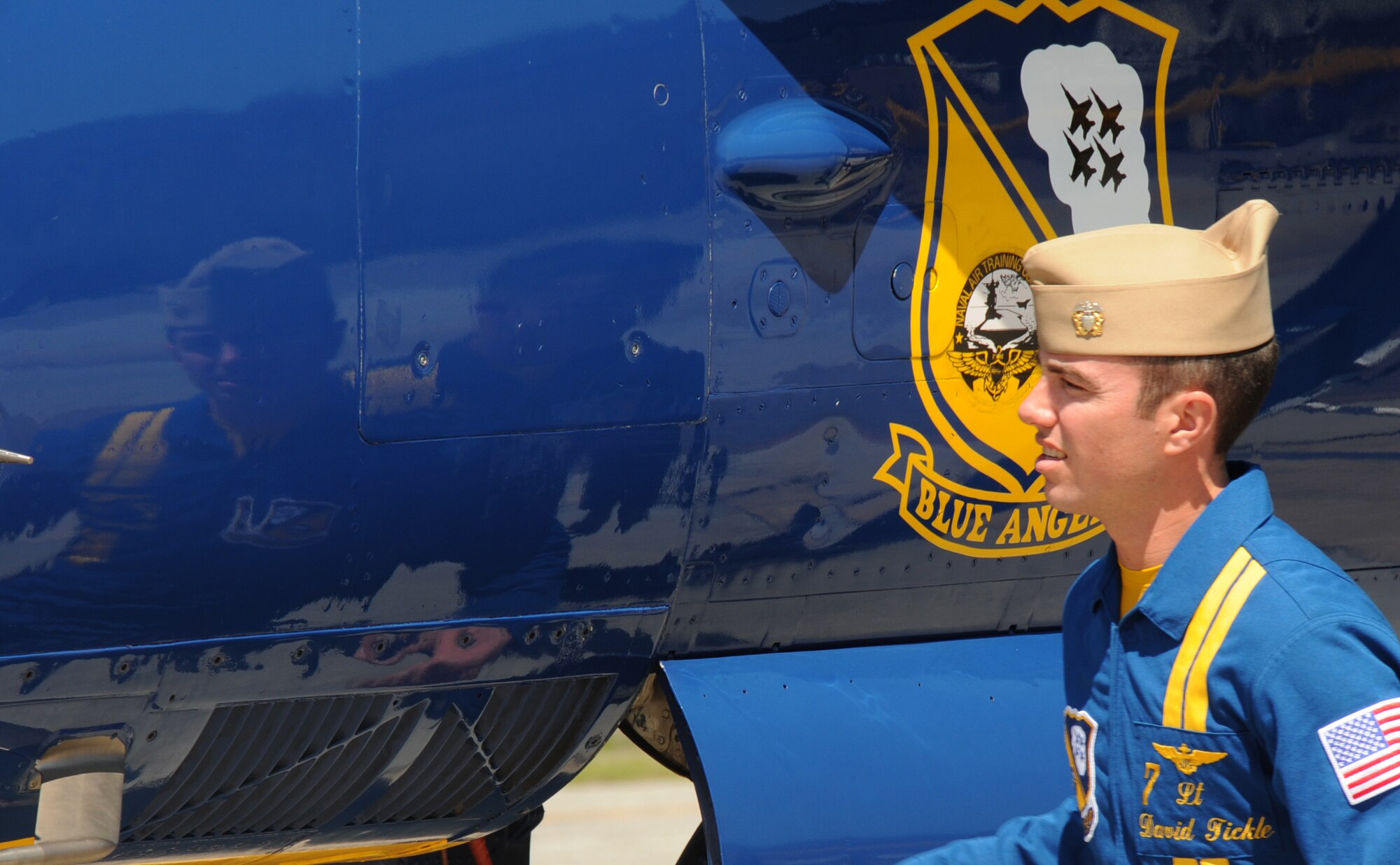 March 16, the Navy Blue Angels flight demonstration squadron provided incentive rides for education leaders and media representatives in advance of Keesler's Angels Over the Bay Open House and Air Show, scheduled for March 19 and 20.  Last year, the Blue Angels performed 68 air shows at 35 U.S. sites in their F/A-18 Hornets for more than 8 million spectators.  Since its inception in 1946, the Blue Angels have performed for more than 463 million fans.  (U.S. Air Force photos by Kemberly Groue)