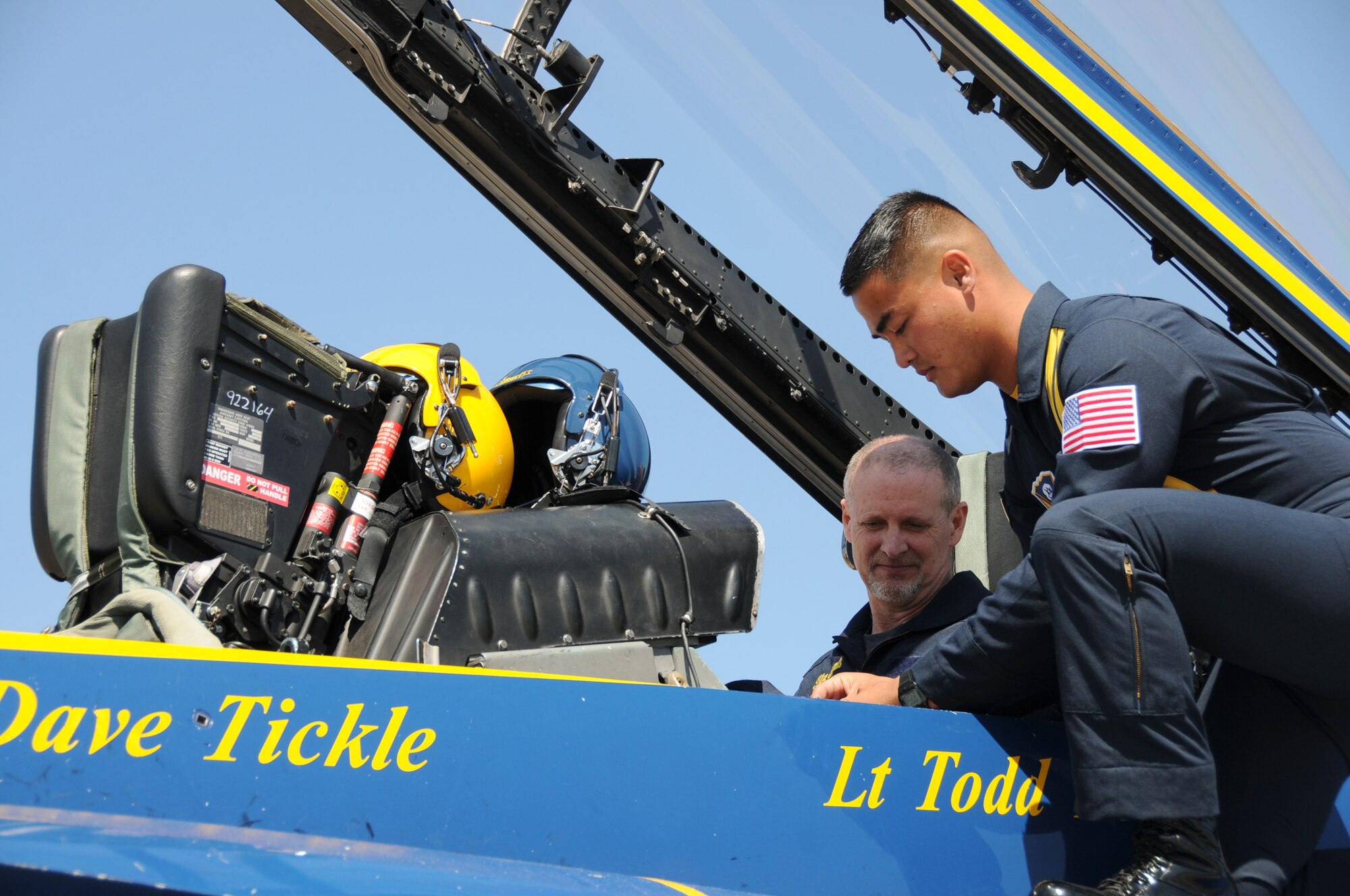 March 16, the Navy Blue Angels flight demonstration squadron provided incentive rides for education leaders and media representatives in advance of Keesler's Angels Over the Bay Open House and Air Show, scheduled for March 19 and 20.  Last year, the Blue Angels performed 68 air shows at 35 U.S. sites in their F/A-18 Hornets for more than 8 million spectators.  Since its inception in 1946, the Blue Angels have performed for more than 463 million fans.  (U.S. Air Force photos by Kemberly Groue)
