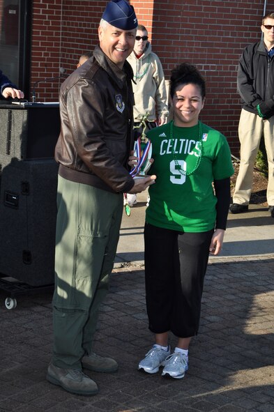 Military and civilians participated in a St. Patrick's Day Fun Run at the Westover Air Reserve Base's fitness center March 17. (US Air Force Photo/Airman 1st Class Alexander Brown) 