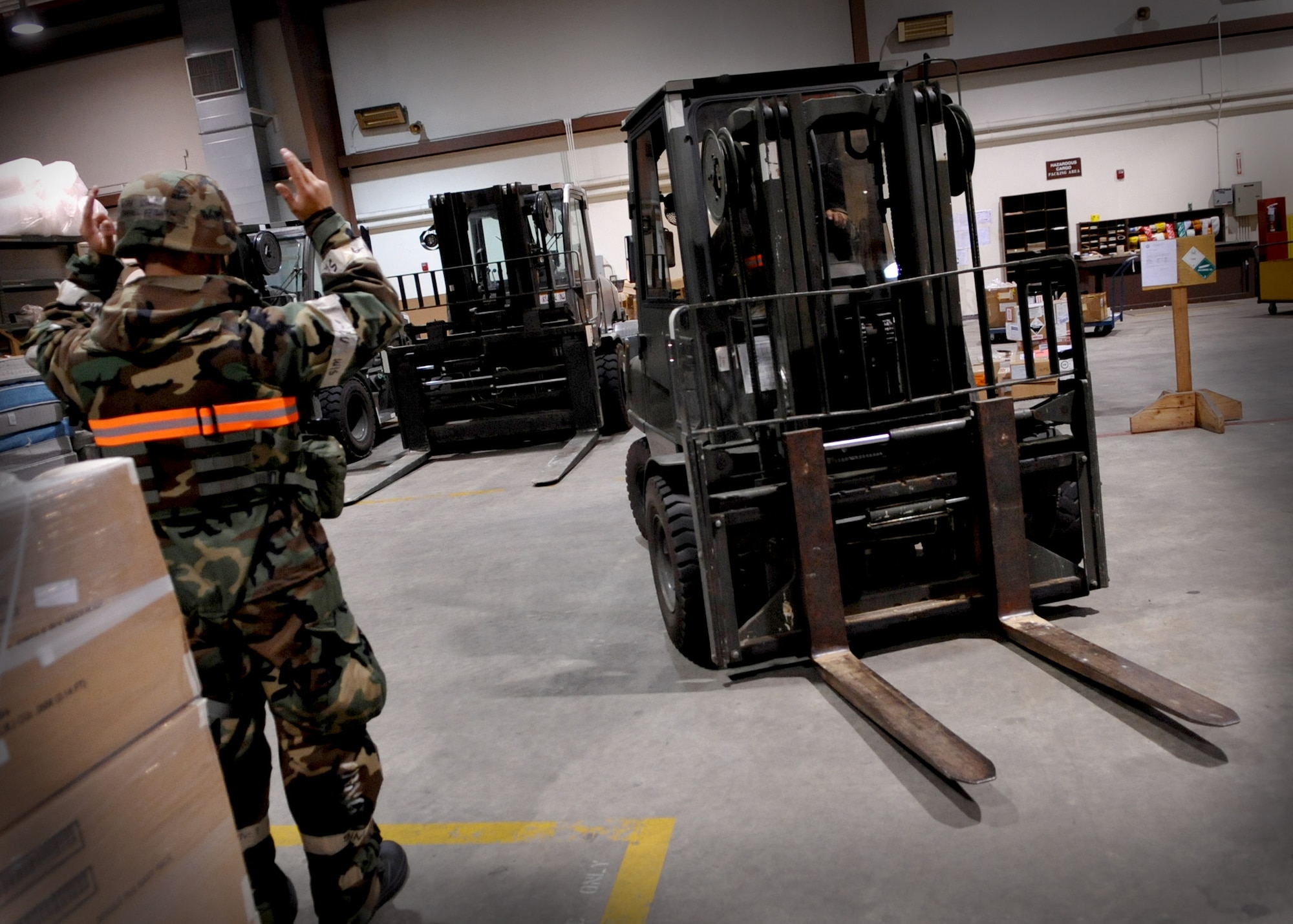 Airmen from 51st Logistics Readiness Squadron processed 18,000 pounds of cargo at Osan Air Base, Republic of Korea March 14 in support of Operation Tomodachi. The supplies were being transported to the Ronald Reagan Carrier Group to continue humanitarian aid missions off the east coast of Honshu, Japan. (U.S. Air Force Photo/Senior Airman Evelyn Chavez)