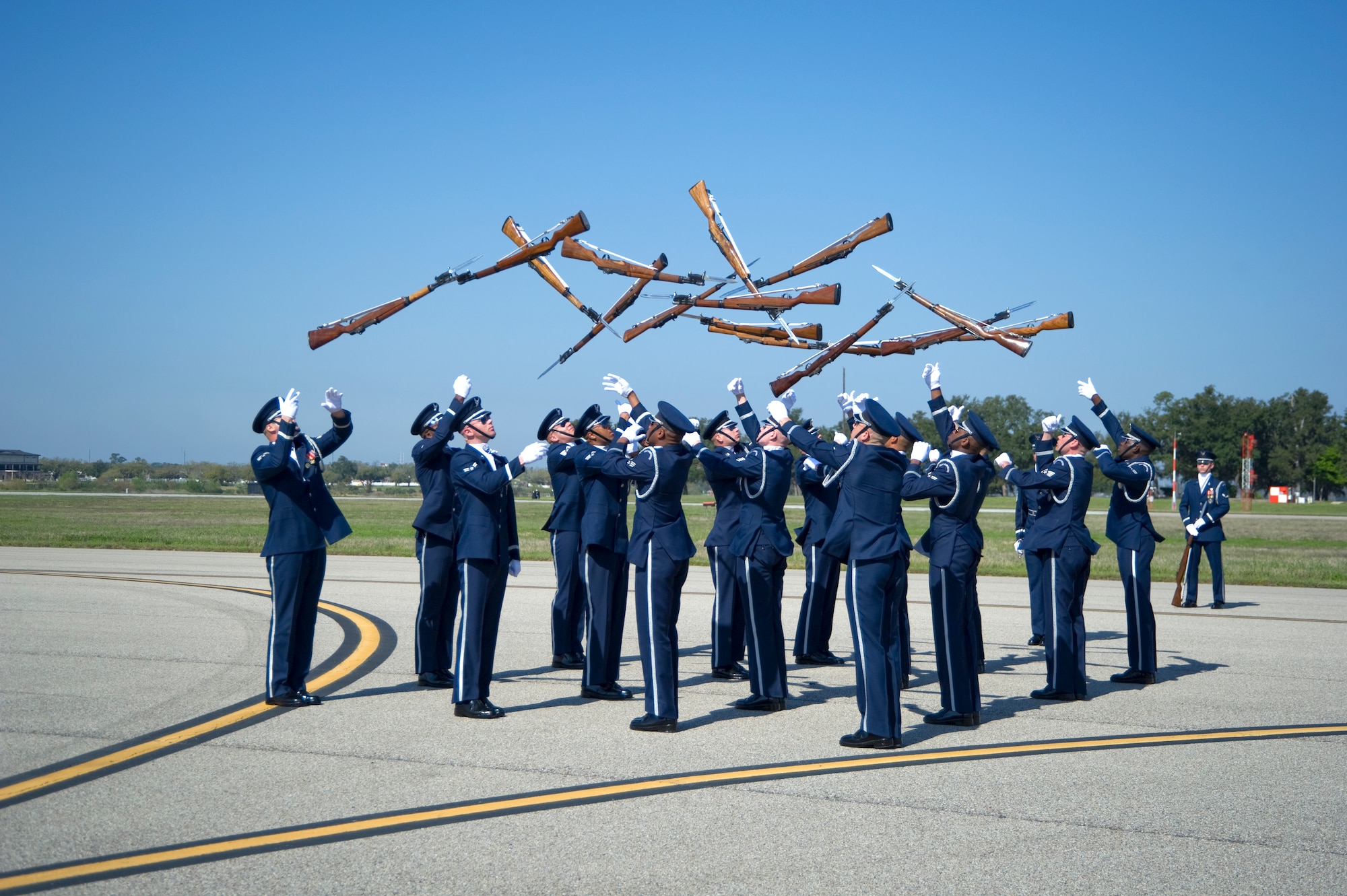 Keesler’s open house and air show, Angels Over the Bay, takes place March 19 and 20.  The celebration of Keesler’s 70 years of heritage includes the Navy Blue Angels and Army Golden Knights along with many other performers, static displays and vendors.   Last year, the Blue Angels performed 68 air shows at 35 U.S. sites in their F/A-18 Hornets for more than 8 million spectators. Since its inception in 1946, the Blue Angels have performed for more than 463 million fans.  (U.S. Air Force photo by Adam Bond)

