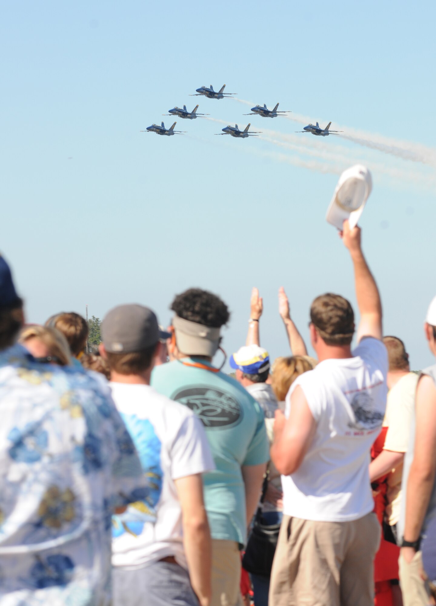 An estimated 160,000 people attended Keesler’s open house and air show, Angels Over the Bay, March 19 and 20. The celebration of Keesler’s 70 years of heritage included the Navy Blue Angels and Army Golden Knights along with many other performers, static displays and vendors. Last year, the Blue Angels performed 68 air shows at 35 U.S. sites in their F/A-18 Hornets for more than 8 million spectators. Since its inception in 1946, the Blue Angels have performed for more than 463 million fans.  (U.S. Air Force photo by Kemberly Groue)